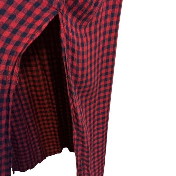 Zara Trf Outerwear Red Navy Blue Flannel Plaid Button Front Maxi Dress Duster - Picture 9 of 15